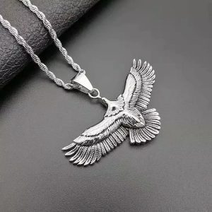 Gold silver color Vintage Animal Eagle Pendant Necklaces for Mens Statement Jewelry Stainless Steel Eagle Charm Bijoux